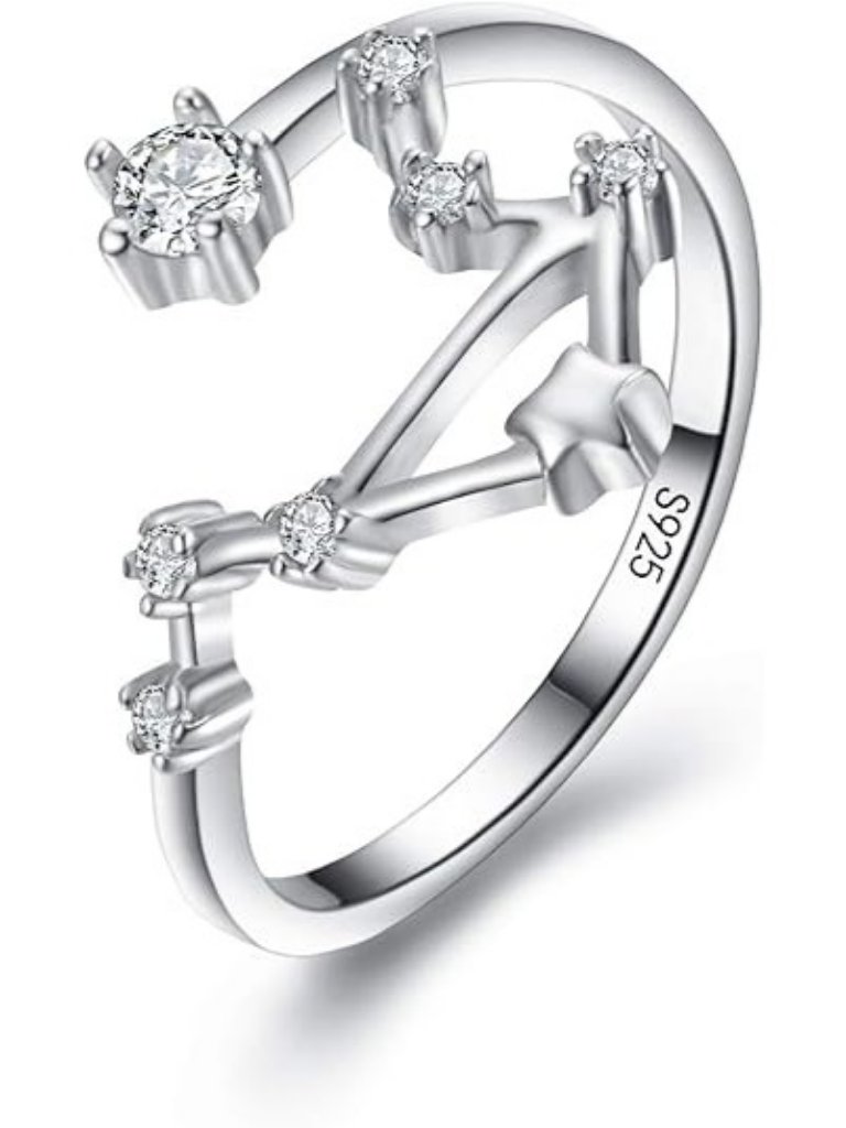 Libra (Sep 23 - Oct 23) 925 Silver Cz Horoscope Zodiac Constellation Ring